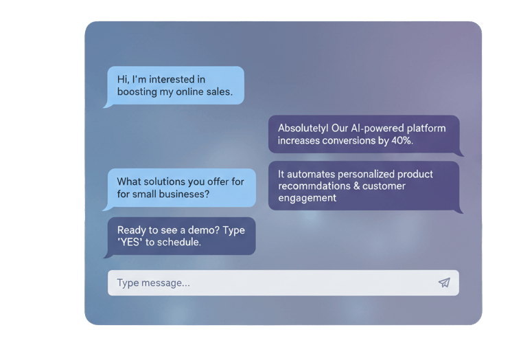 AI chatbot interface showing automated customer conversation